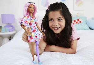 Barbie Fashionistas Doll Pink Hair Off-Shoulder Floral Dress Sunglasses Prosthetic Leg Best