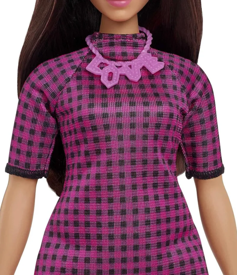 barbie_fashionistas_doll__2-2.webp Barbie Fashionistas Doll 188 Curvy Pink & Black Checkered Dress New