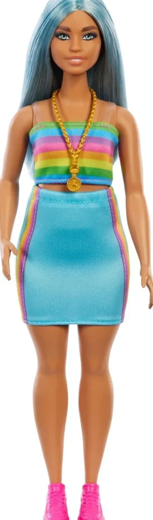 Barbie Fashionistas Doll with Blue Hair and Rainbow Top New