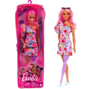 Barbie Fashionistas Doll Pink Hair Off-Shoulder Floral Dress Sunglasses Prosthetic Leg Best