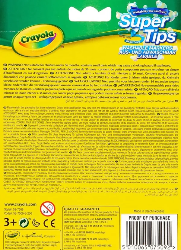 Crayola Super Tips Washable- Pack of 12 Hot