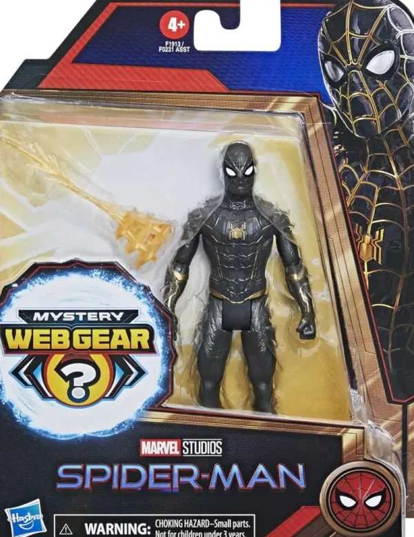 Marvel Spider-Man 6-Inch Mystery Web Gear Black and Gold Suit Action Figure Clearance