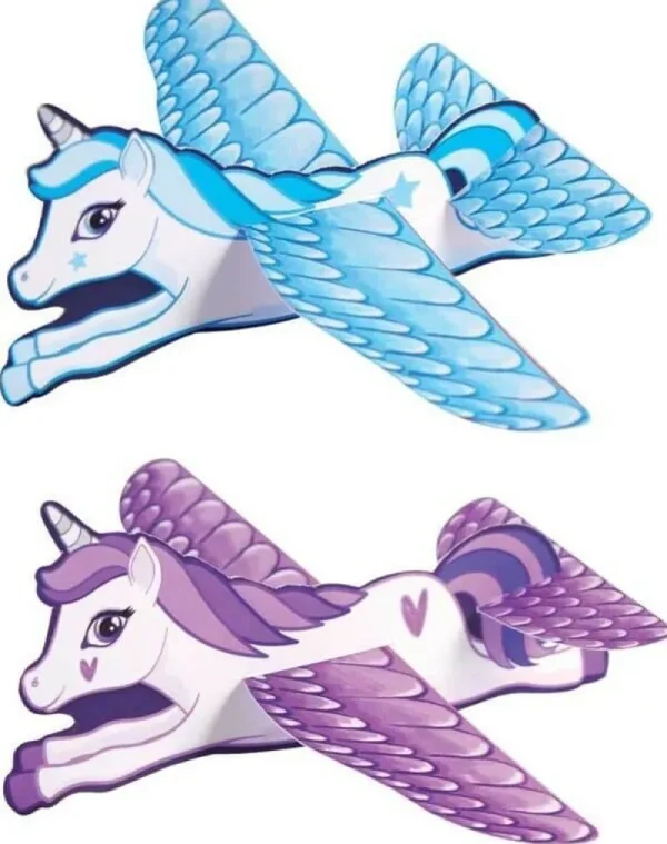 Fun Stationery/Gags and Jokes Unicorn Flying Plane Gliders Party Bag Fillers Pack of 4 Hot