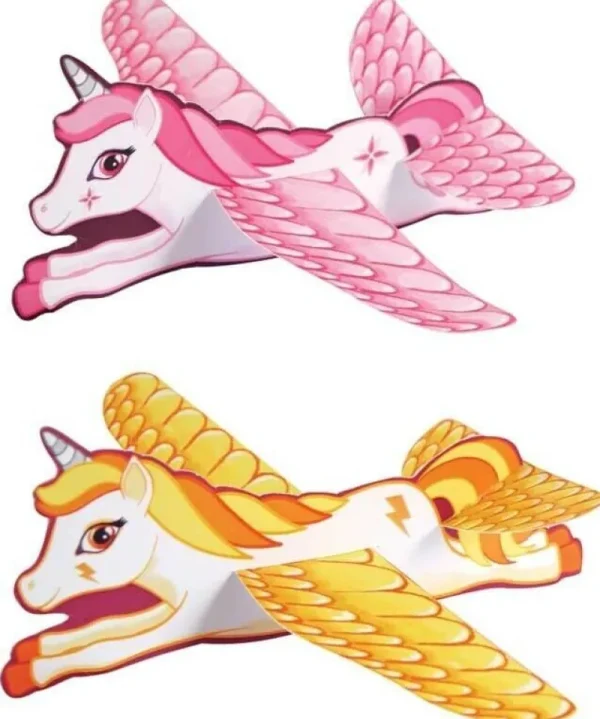 Fun Stationery/Gags and Jokes Unicorn Flying Plane Gliders Party Bag Fillers Pack of 4 Hot